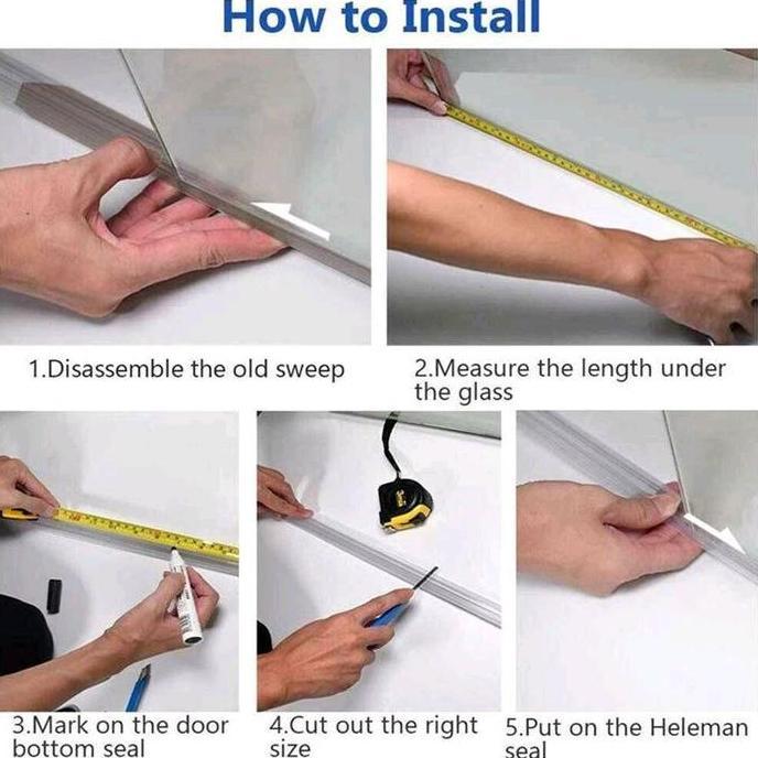 Seal Strip Penutup Celah Pintu Kaca Kamar Mandi PVC 2 PCS Lis Pintu Kaca Kamar Mandi