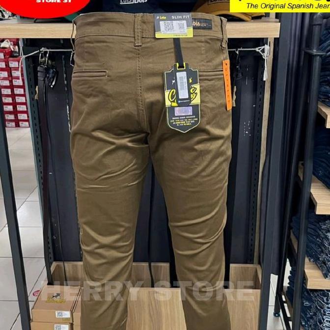 New celana chinos merk lois original slimfit premium quality Pria Panjang Katun
