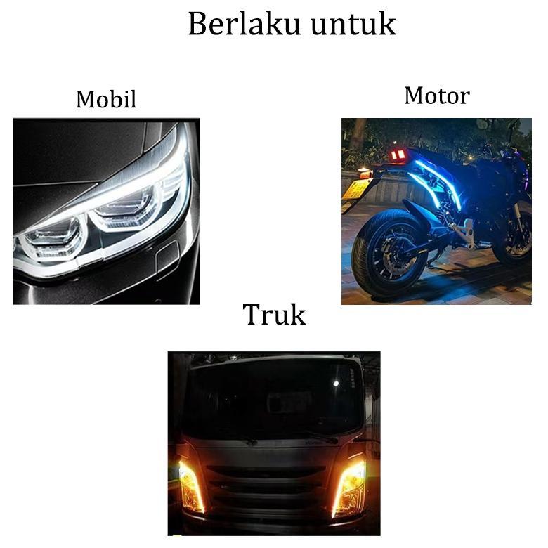 MOJANG 2PCS LAMPU ALIS LAMPU ALIS RUNNING 2 MODE LAMPU ALIS RUNNING 30CM LED LAMPU ALIS MOTOR MOBIL 