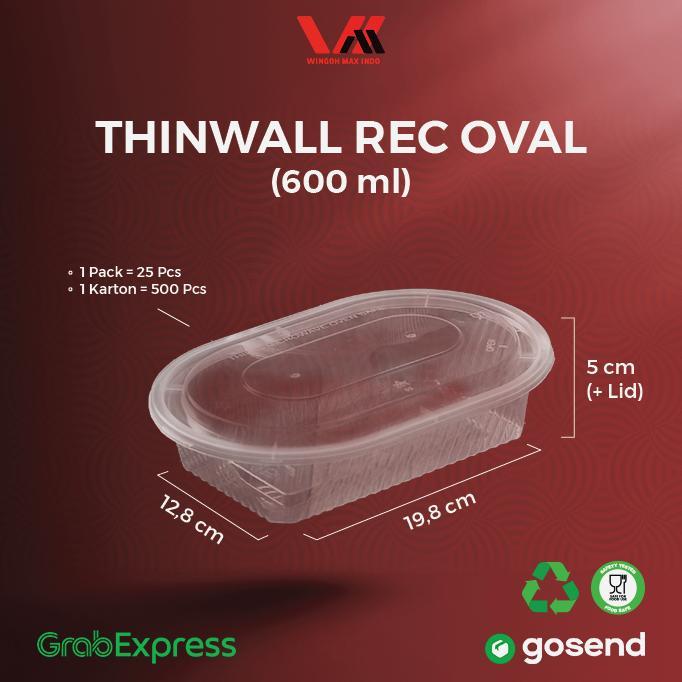 Tempat Makan / Thinwall Kotak Makan Plastik Rectangle Oval / Tempat Makan Plastik Murah / Recoval