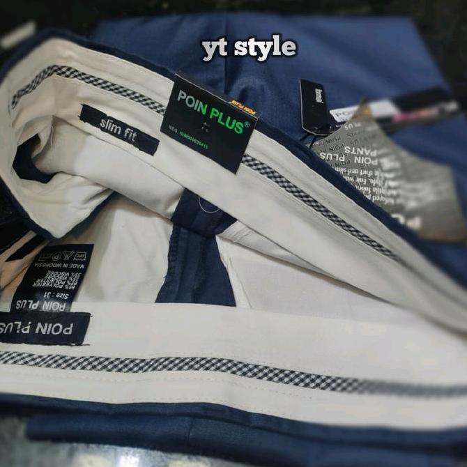 LIFESTYLE original produk by.poin plus 1  celana bahan semiwool poin plus celana bahan slimfit pria 