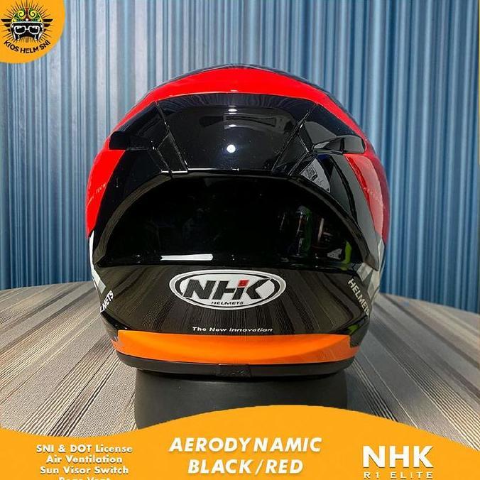 NHK Helm R1 Elite Aerodinamik Model Spoiler Keren & Aerodinamis - Black Pink - Visor, Red Sporty Mot