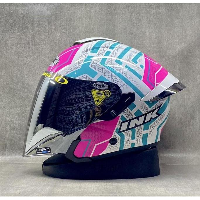 INK TERRA 2 ALL MOTIF VISOR IRIDIUM FREE SPOILER 3D - INK DOT SNI HELM HALF F DOUBLE VISOR UNTUK COW