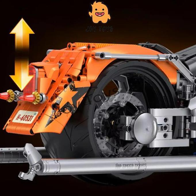 Joy Toys Mainan Anak Brick Guly Sepeda Motor Harley Davidson Fat Boy Motorcycle 2392 Pcs Oranye Hita