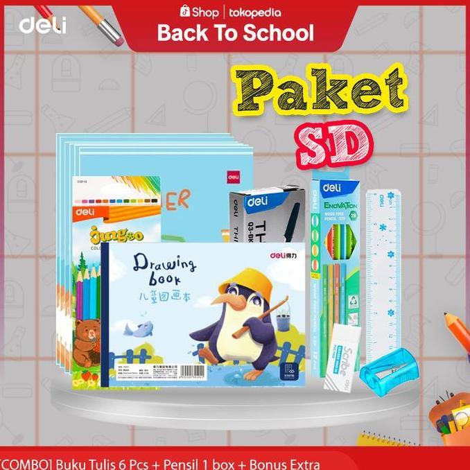 [BTS Back To School] PAKET SD SEKOLAH DASAR Buku tulis/pulpen/Pensil Set/Penggaris/buku gambar/pensi