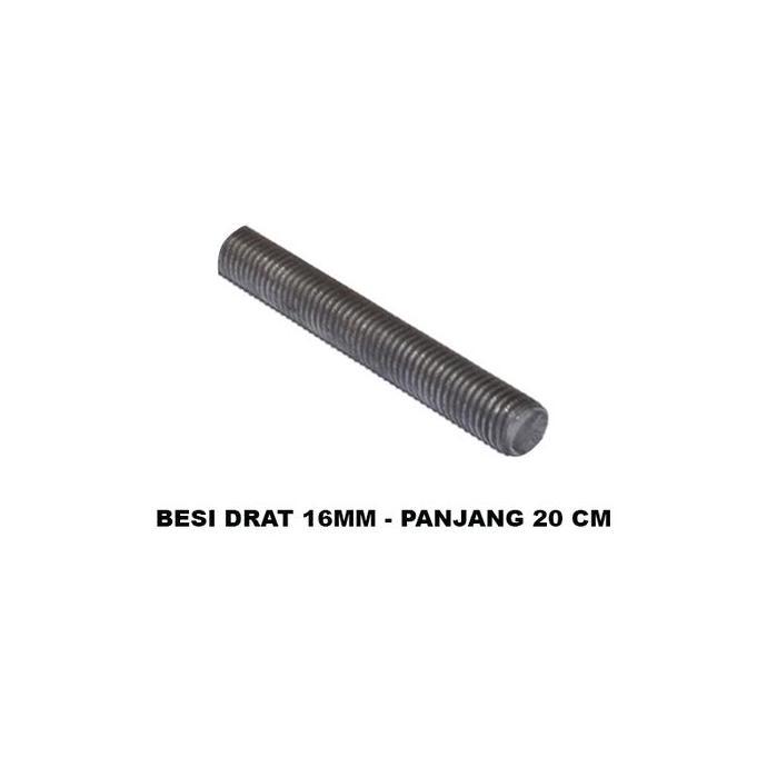 YOGSIXO EELIC BED-M16X20 Besi drat ulir diameter 16mm x panjang 20 cm cocok untuk perakitan mesin DI