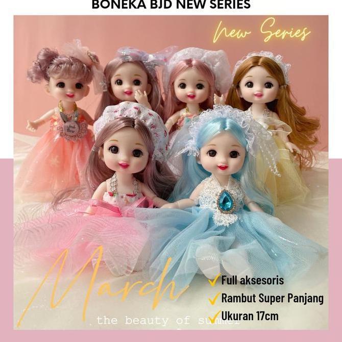 LEVINAMISAHSHOP - MARCH BONEKA BJD CANTIK TERTAWA 17CM RAMBUT SUPER PANJANG FULL AKSESORIS MEWAH SEN