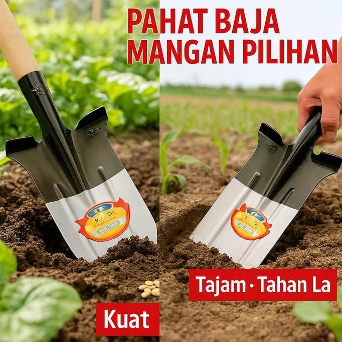 LORASTA Sekop Baja Mangan Tebal 39cm / Kepala Sekop Tanpa Gagang / Sekop Pasir & Taman / AlatBerkebu