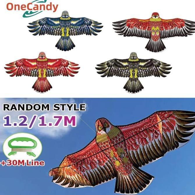 AHROKA Layangan Elang Jumbo Lukis Kain Mainan 1.2/1.7M Layangan Anak Layangan Naga Layangan Motif El