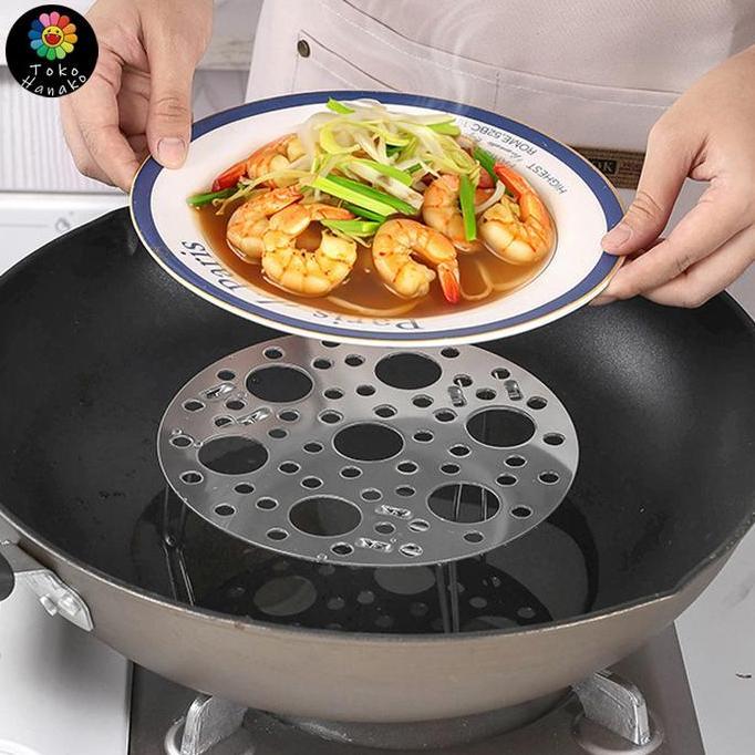 LOGPEF 18cm Tatakan Kukusan Alas Panci Stainless Steel Streamer Kukus Panci Murah Tatakan Kukusan Al