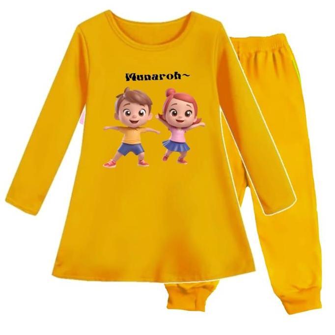 Setelan Tunik Gamis Anak Perempuan Kaos Usia 1-13 Tahun Gambar MUNAROH Baju Motif