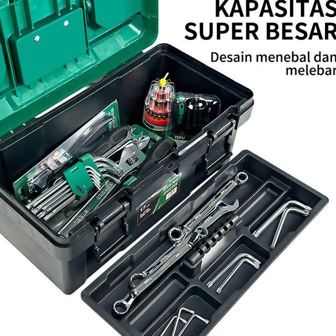 Box Perkakas Tool Box ISKU 17'' Bahan PP Tahan lama Toolbox