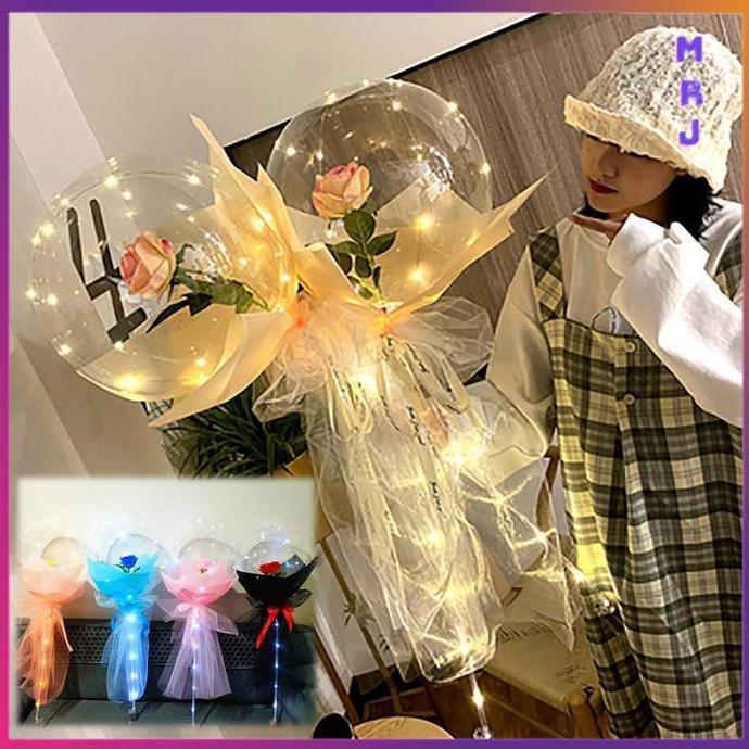 ESTENIK` (COD) Bucket Balon PVC Balon BOBO Buqquet Wisuda Buket Balon Bunga Mawar