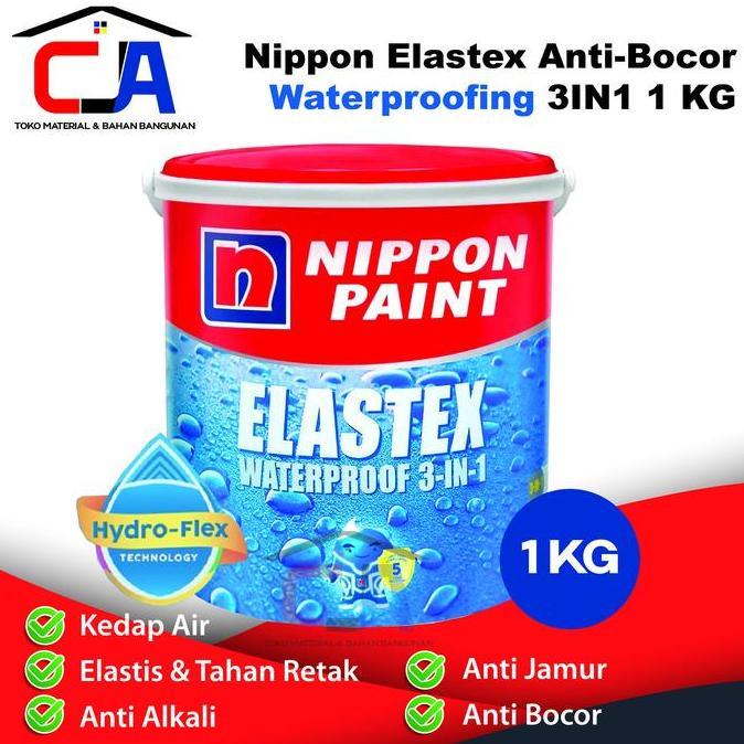 Daminahkelontong - Nippon Elastex Waterproofing Cat Tembok Warna Abu-Abu Dan Putih 1 Kg