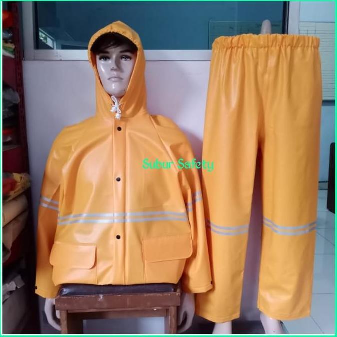 Jas Hujan Pvc Tebal Kuning Karet