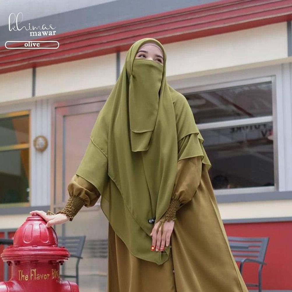 BIG PROMO (PAKET) Segiempat Instan Free Cadar 2 layer Jumbo Khimar Mawar 2 Layer