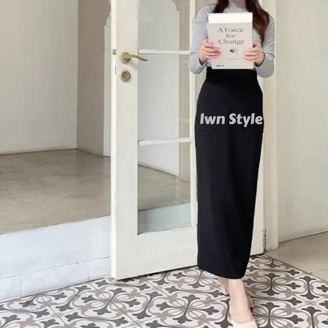 HEMAT LUAR BIASA ROK SPAN PANJANG WANITA REMPEL BELAKANG/ROK WANITA KERJA/ROK FORMAL WANITA BISNIS/R
