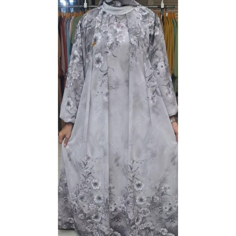 Favorit Gamis One Set Hijab Ceruty Baby Doll/Gamis Hijab Terbaru/Gamis Muslimah One Set Hijab