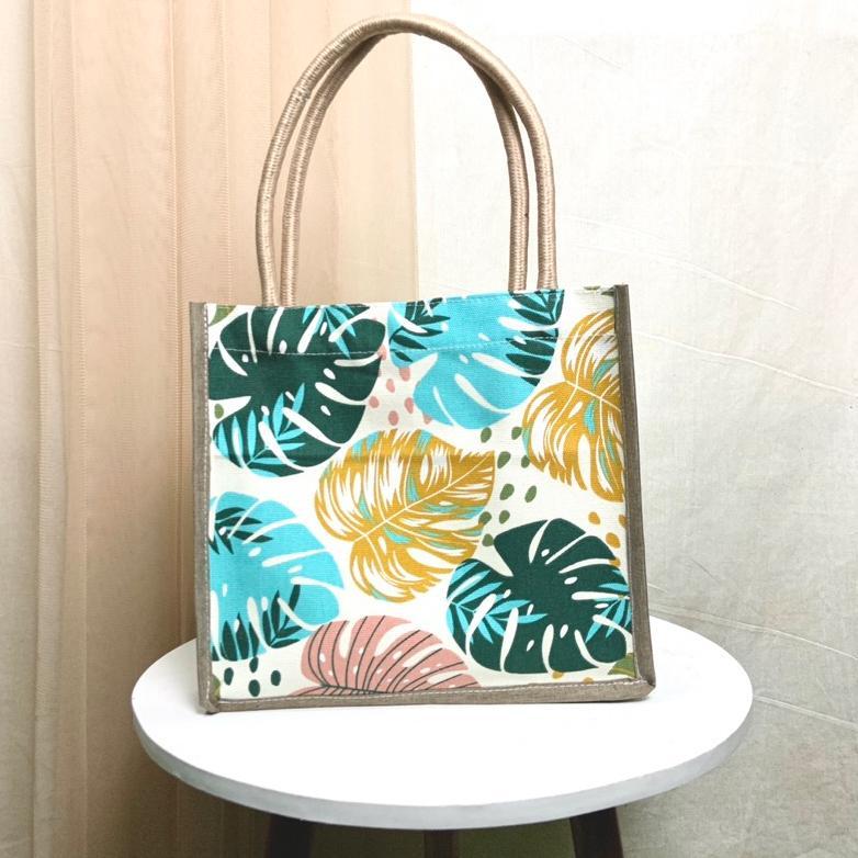 Berkualitas Tas Jinjing Kanvas Tali Sumbu Handbag Kanvas Motif Kecil Tas Tali Sumbu Mini Tas Mukena 