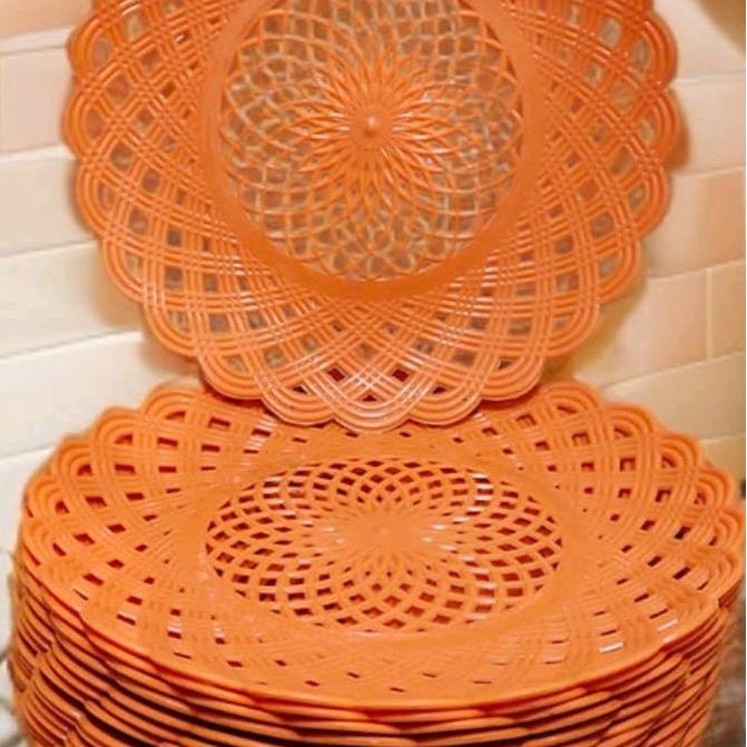 barkisanshop - piring rotan plastik 24pcs , piring plastik cantik , piring plastik , piring rotan pl