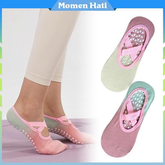 SASCALA 2Pcs Stoking Balet Kaus Kaki Yoga Olahraga Stoking Balet Kaus Kaki Anti Selip Silikon