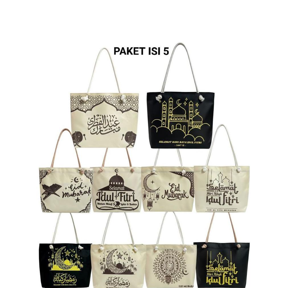 Premium Tote Bag Wanita Isi (5 Pcs) Hampers Haji Dan Umroh Tas Souvenir Tas Ibu Ibu Pengajian