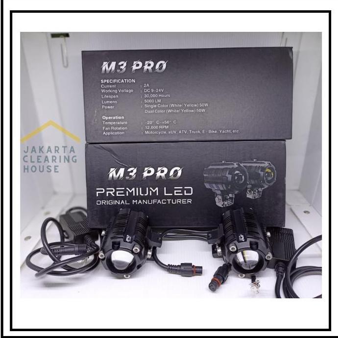 M3 Pro Lampu Tembak Led Foglamp Mobil Motor Dual Mode Beam No Saklar
