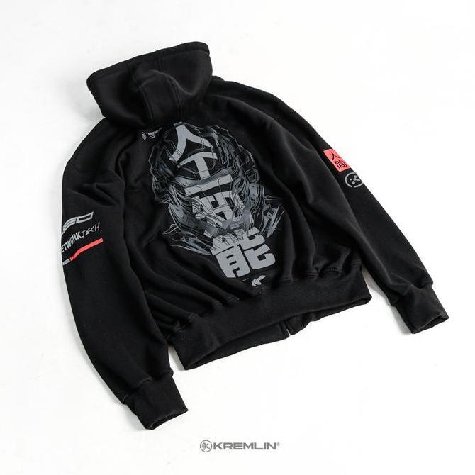 KREMLIN Zipper Hoodie Black Cybertech - NEO HOODIE