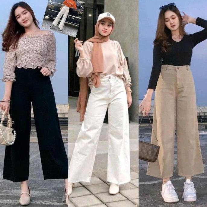 KULOT HIGTWAIST WANITA/KULOT JEANS WANITA CREAM/MOZZA KULOT JEANS
