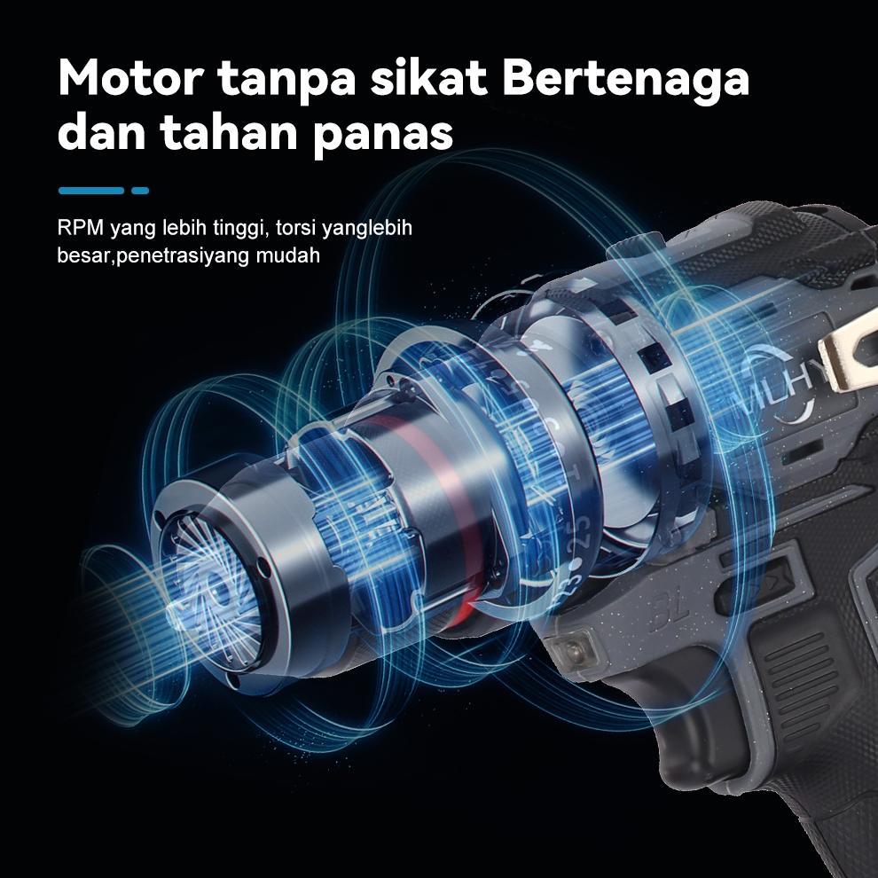 Promo MLHY Tool Brushless Cordless Impact bor 48VF Mesin Bor Cordless 10mm bor listrik / 5C Bor Bate