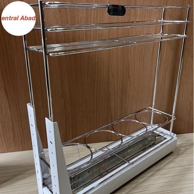 Rak Botol Kitchen Set Tarik 15Cm Rak Botol Dan Rel Rak Bumbu Stainle