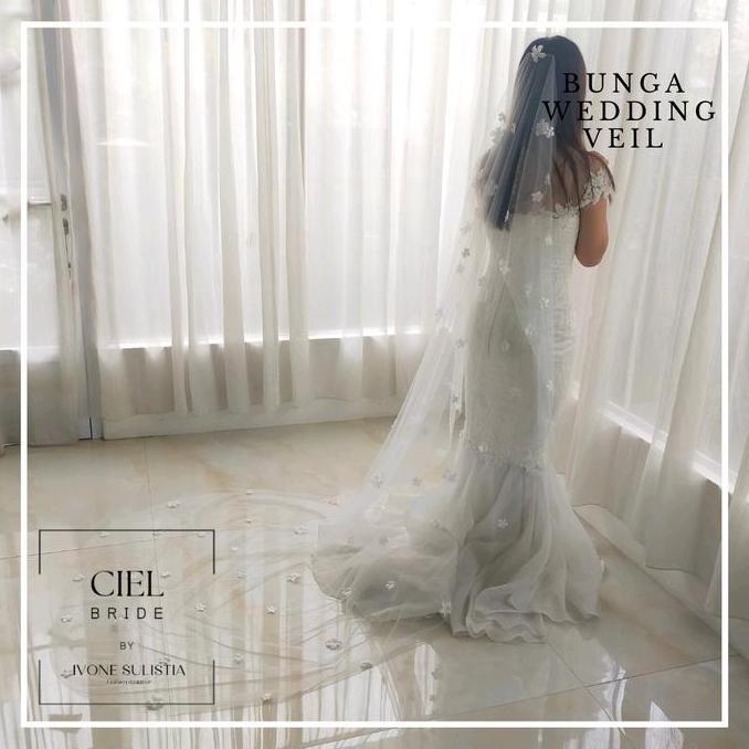Bunga wedding veil kerudung pengantin bertabur bunga BS