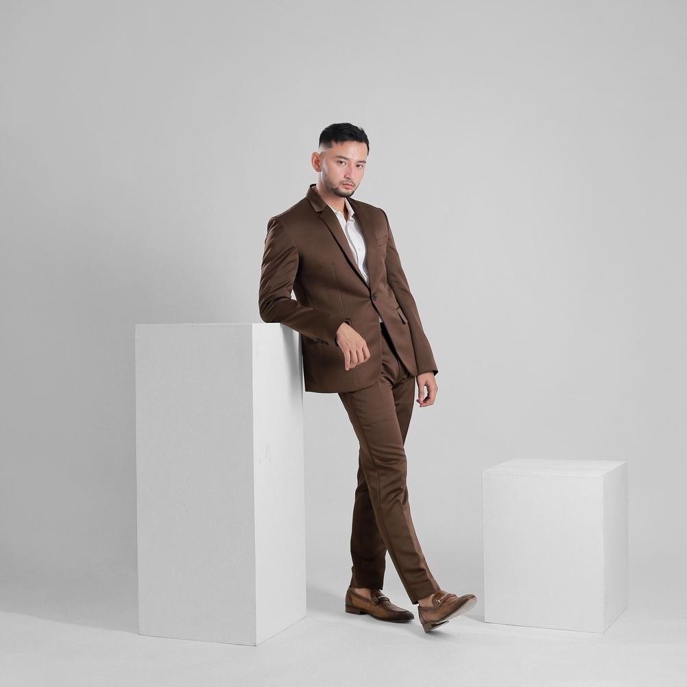 Free Ongkir Goldy Outfit Setelan Jas Celana & Rompi Coklat - Peaky Premium