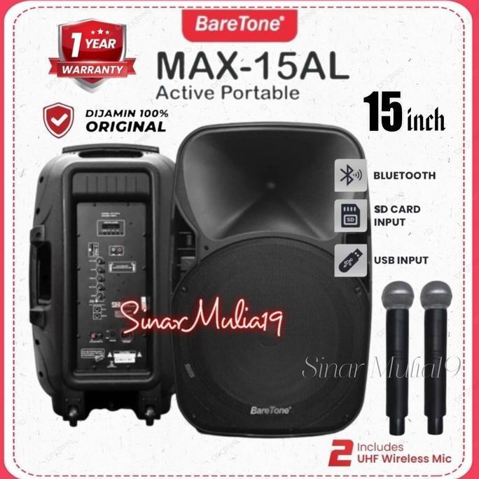 Paket Bonus Speaker Aktif Portable 15 Inchi Baretone Max15Al Original