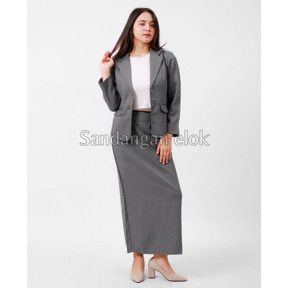 Free Ongkir One Set Blazer Formal Wanita Dan Rok Span Panjang - Setelan Rok Dan Blazer Wanita - Sete