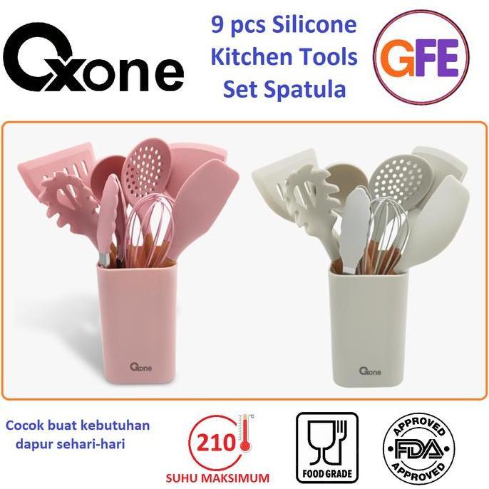 Oxone Spatula Sutil Silikon 9pcs Silicone Kitchen Tools Set OX-958