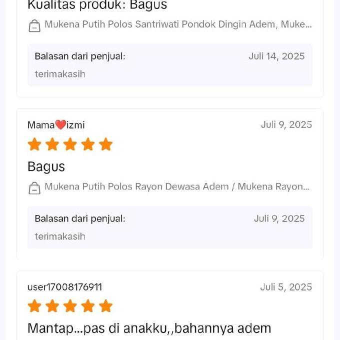 Klaosanshop - Mukena Terusan Putih Rayon Super Adem Nyaman Mukena Lajuran All Size Remaja & Dewasa