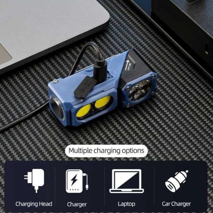 BARRIZALSHOP57 - SENTER LED KEPALA MINI 2 SUMBER CAHAYA BISA BERPUTAR / SENTER KEPALA CAS WATERPROOF