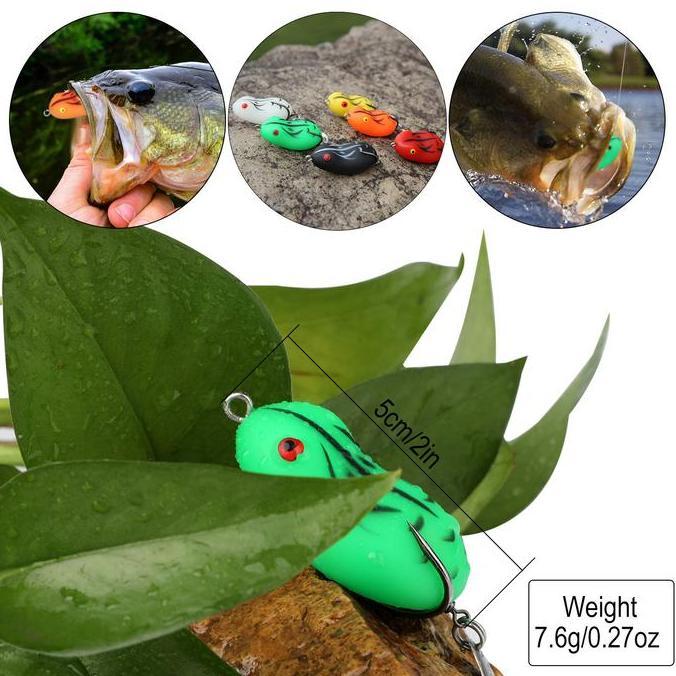 Umpan Palsu Katak Mancing, Ukuran 5Cm, Berat 7.6G Umpan Katak Silikon Untuk Memancing, Desain Realis