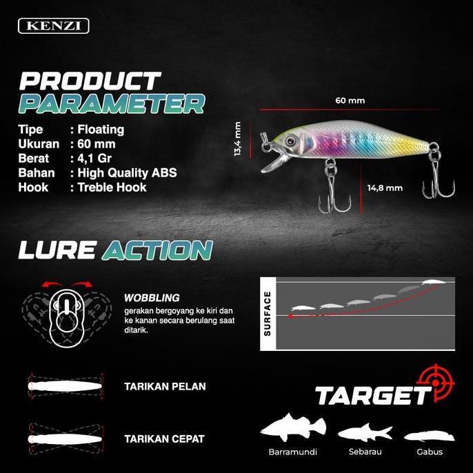 Lure Krisan 60Mm 4.1Gr Minnow Floating Umpan Pancing Tiruan Ikan Mainan Air Tawar & Laut Allshop