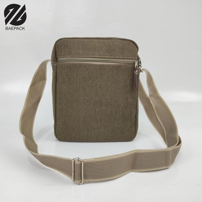 Tas Selempang Kanvas Pria Brandon Khaki Original Baepack / Tas Bahu Selempang Canvas Premium Aesthet
