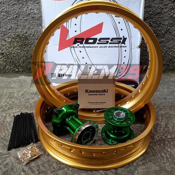 Ready Velgset Gold Supermoto Tromol Hijau KLX 150 S L BF Dtracker Velg Velk murah