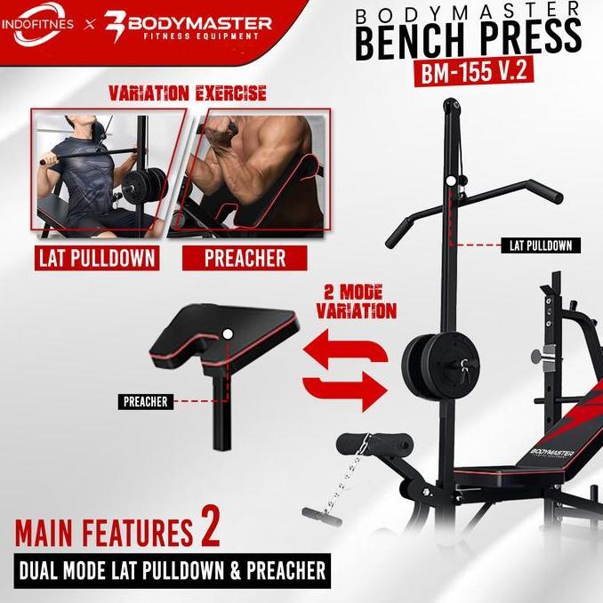 Bodymaster Bench Press Bm-155 Home Gym Preacher Curl Leg Lat Pull Down
