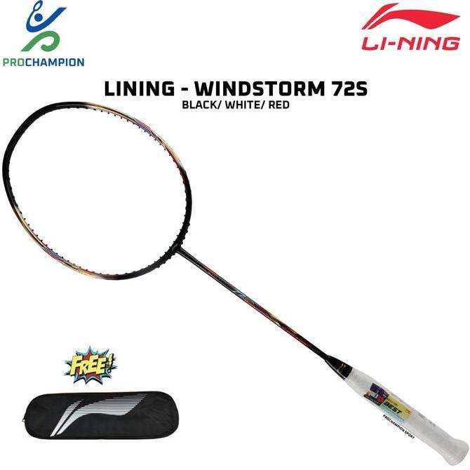 New Raket Badminton Lining Windstorm 72 S / 72S / Ws72S Black White Red