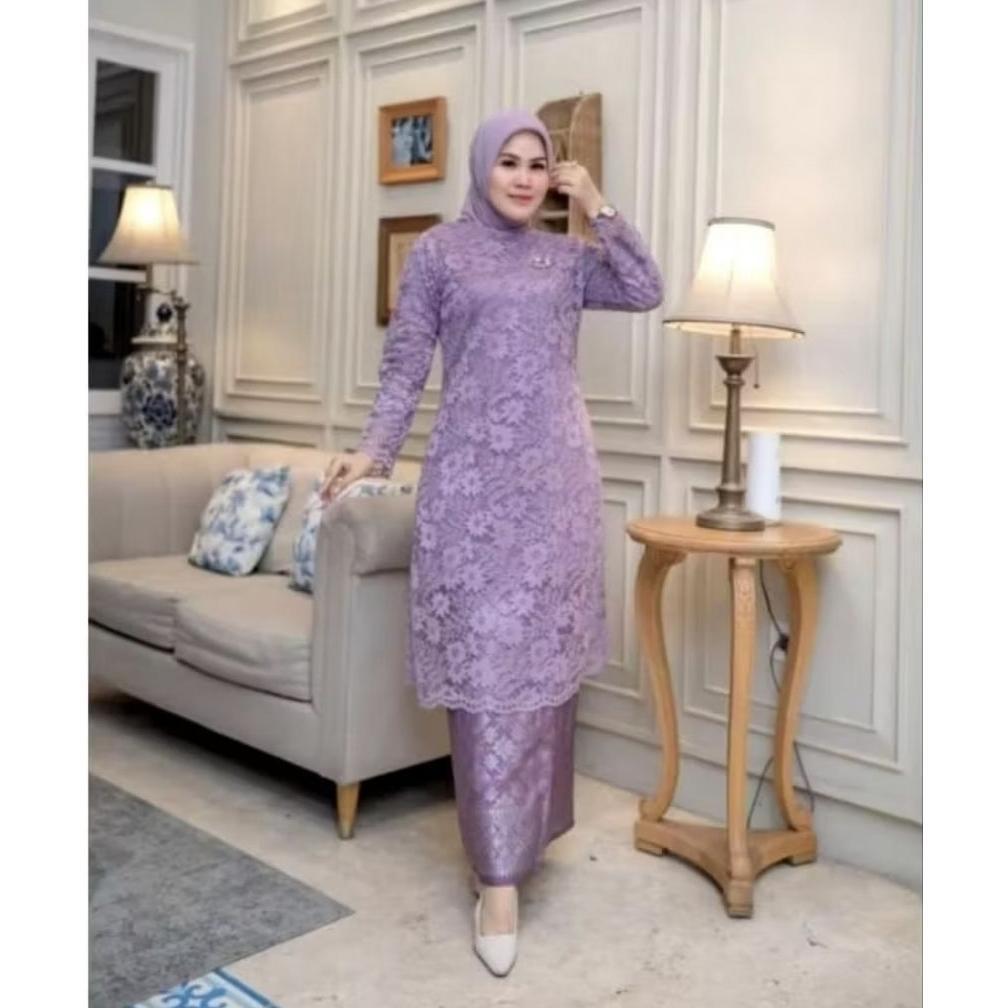 Diskon Ready Setelan Kebaya Brukat Dan Songket Lilit//Setelan Kebaya Tunik Brukat Bawahan Songket Mo
