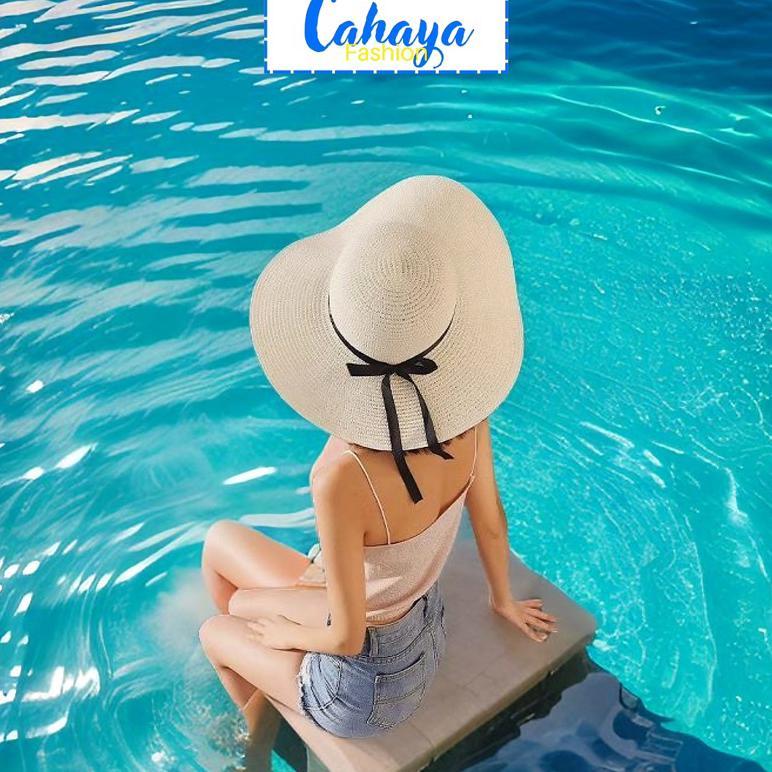 NEW Topi Pantai Lebar Bahan Raffia PremiumTopi Wanita Korea / Topi Pantai Lebar / Topi Pantai Wanita