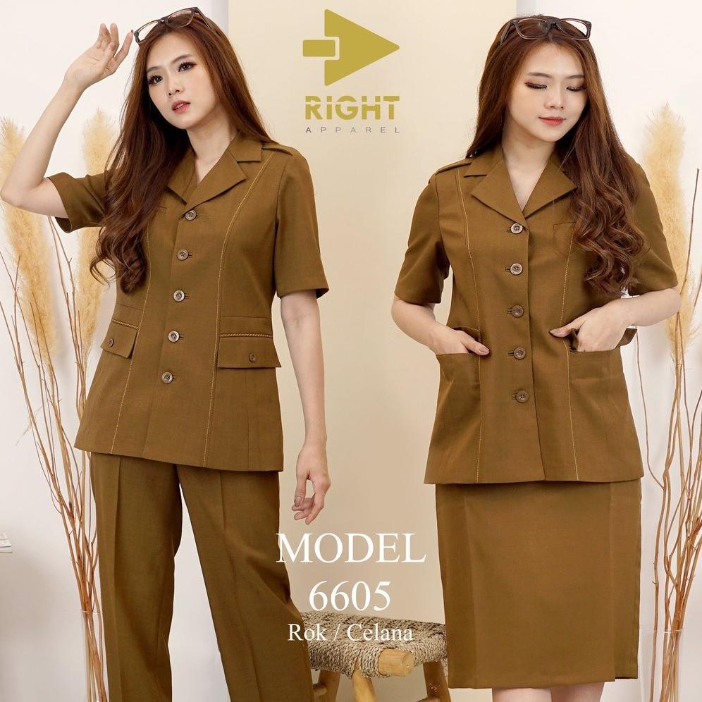 Best Seller Seragam Pns Id - Blazer Seragam Wanita Lengan Pendek Kerah Jas Kantong 3 Set Celana Panj