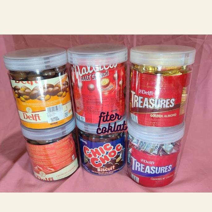 COKLAT DELFI 1 TOPLES 600ML, DELFI ALMOND CASHEW MALTITOS CHIC CHOC TREASURES