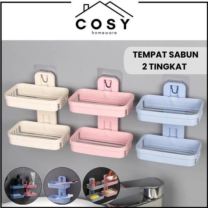 BAYASON COSY Tempat Sabun Batang 2 Tingkat Kotak Sabun Kamar Mandi 2 Susun Rak Kamar Mandi Tempat Sa