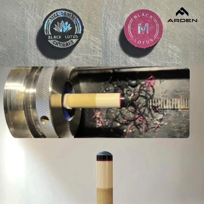 Cue Tip ARDEN Black Lotus - Tip Biliar 8 lapis 14mm | Cocok untuk Shaft Maple HARA